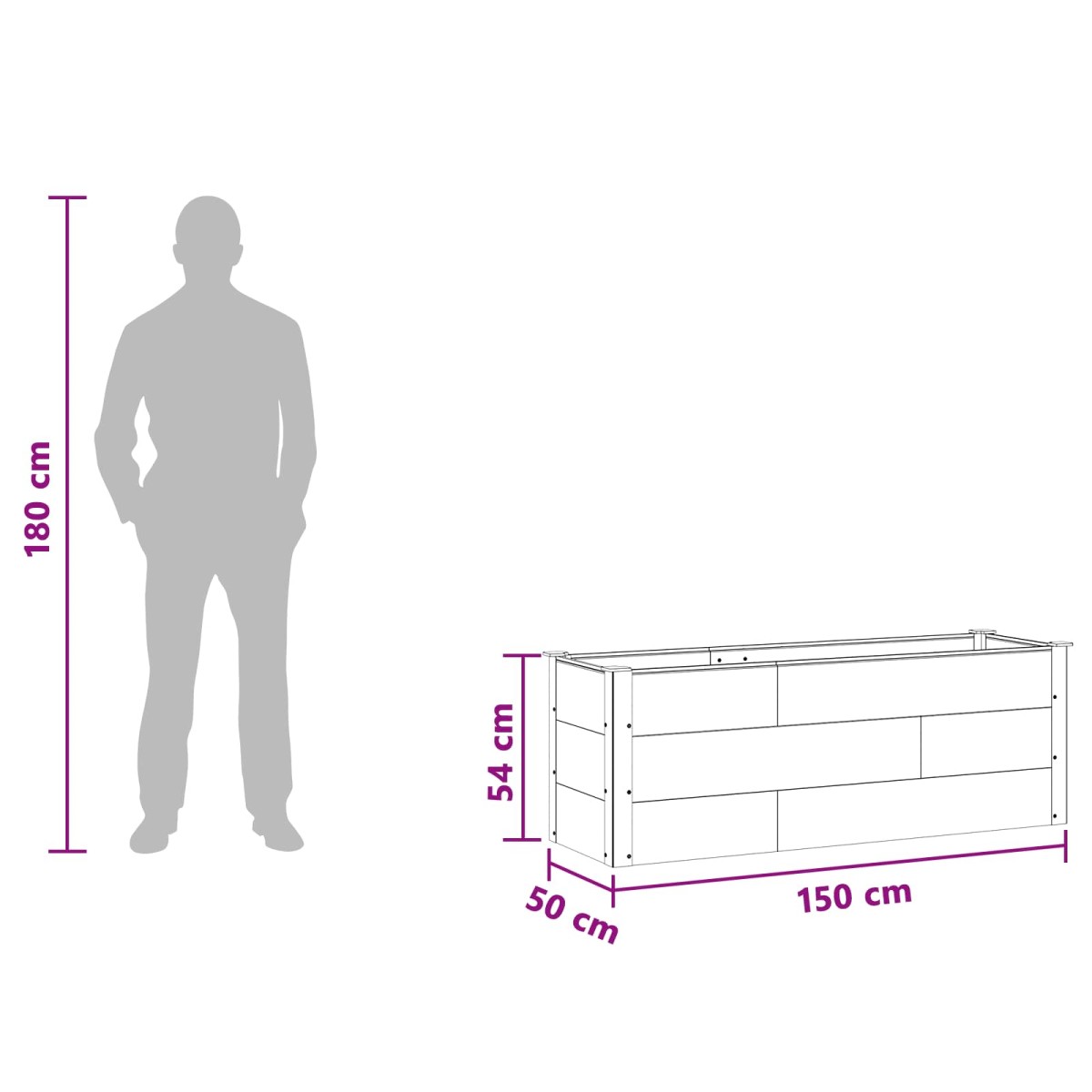 vidaXL Υπερυψωμένη Ζαρντινιέρα Μαύρο 150 x 50 x 54 cm