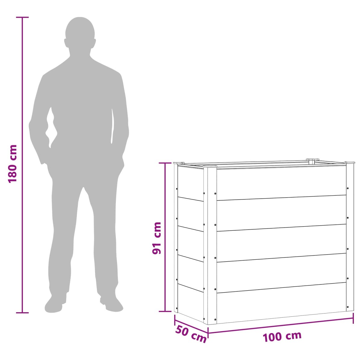 vidaXL Υπερυψωμένη Ζαρντινιέρα Καφέ 100 x 50 x 91 cm WPC και Αλουμίνιο
