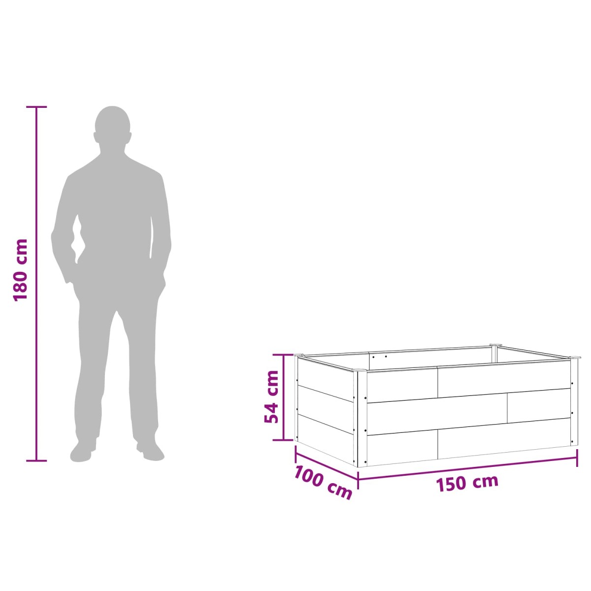 vidaXL Υπερυψωμένη Ζαρντινιέρα Καφέ 150 x 100 x 54 cm