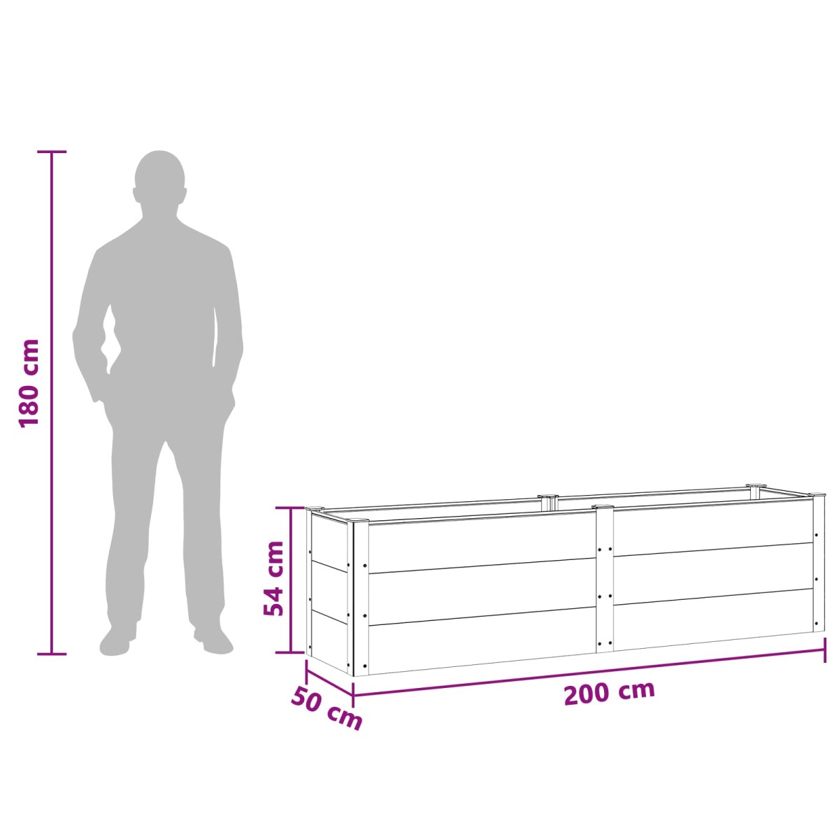 vidaXL Υπερυψωμένη Ζαρντινιέρα Καφέ 200 x 50 x 54 cm WPC και Αλουμίνιο