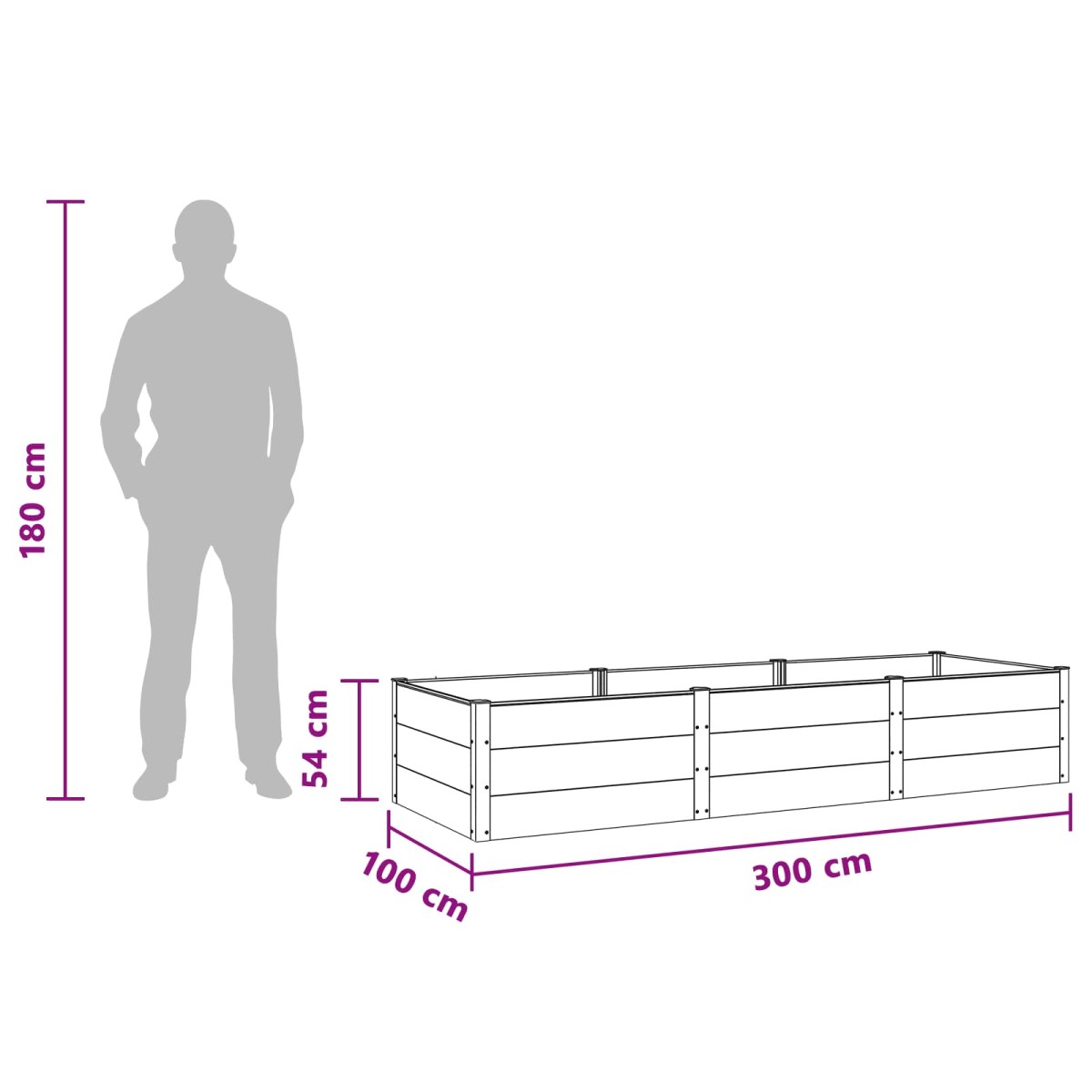 vidaXL Υπερυψωμένη Ζαρντινιέρα Καφέ 300 x 100 x 54 cm