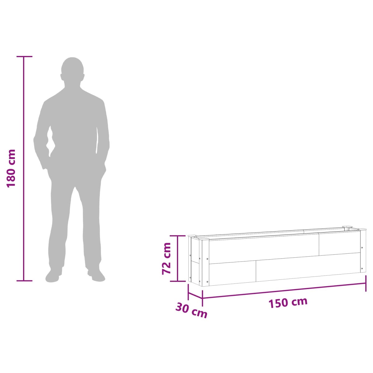 vidaXL Υπερυψωμένη Ζαρντινιέρα Καφέ 150 x 30 x 36 εκ WPC και Αλουμίνιο