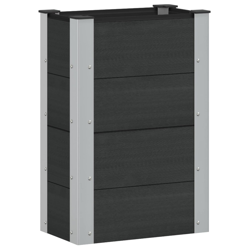 vidaXL Υπερυψωμένη Ζαρντινιέρα Μαύρο 50 x 30 x 72 εκ WPC και Αλουμίνιο
