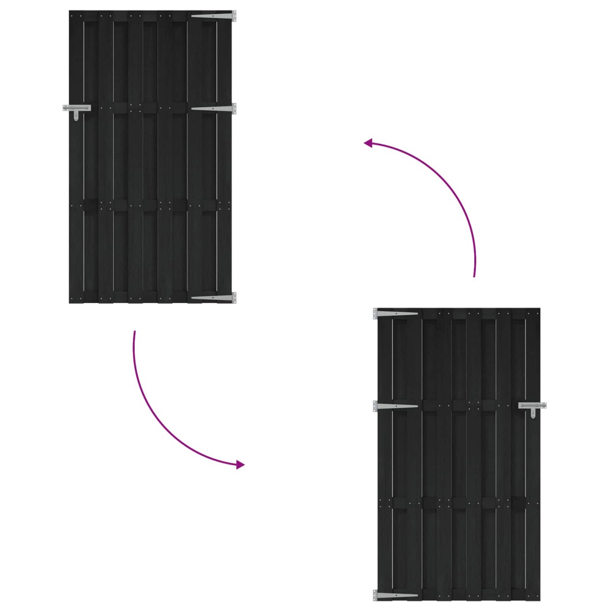 vidaXL Πύλη Κήπου 100 x 180 cm WPC και Αλουμίνιο Μαύρο
