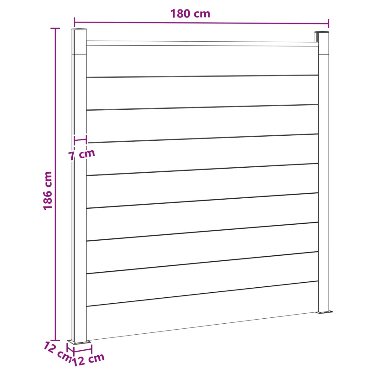 vidaXL Σετ Φράχτη 180 x 186 cm WPC και Αλουμίνιο Γκρι