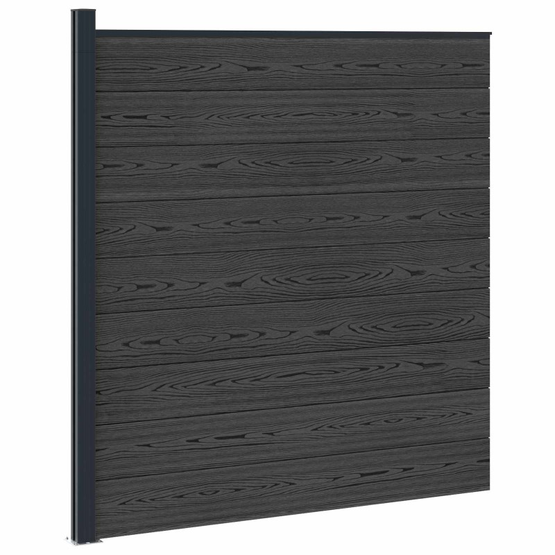 vidaXL Σετ Φράχτη 175 x 186 εκ WPC και Αλουμίνιο Μαύρο