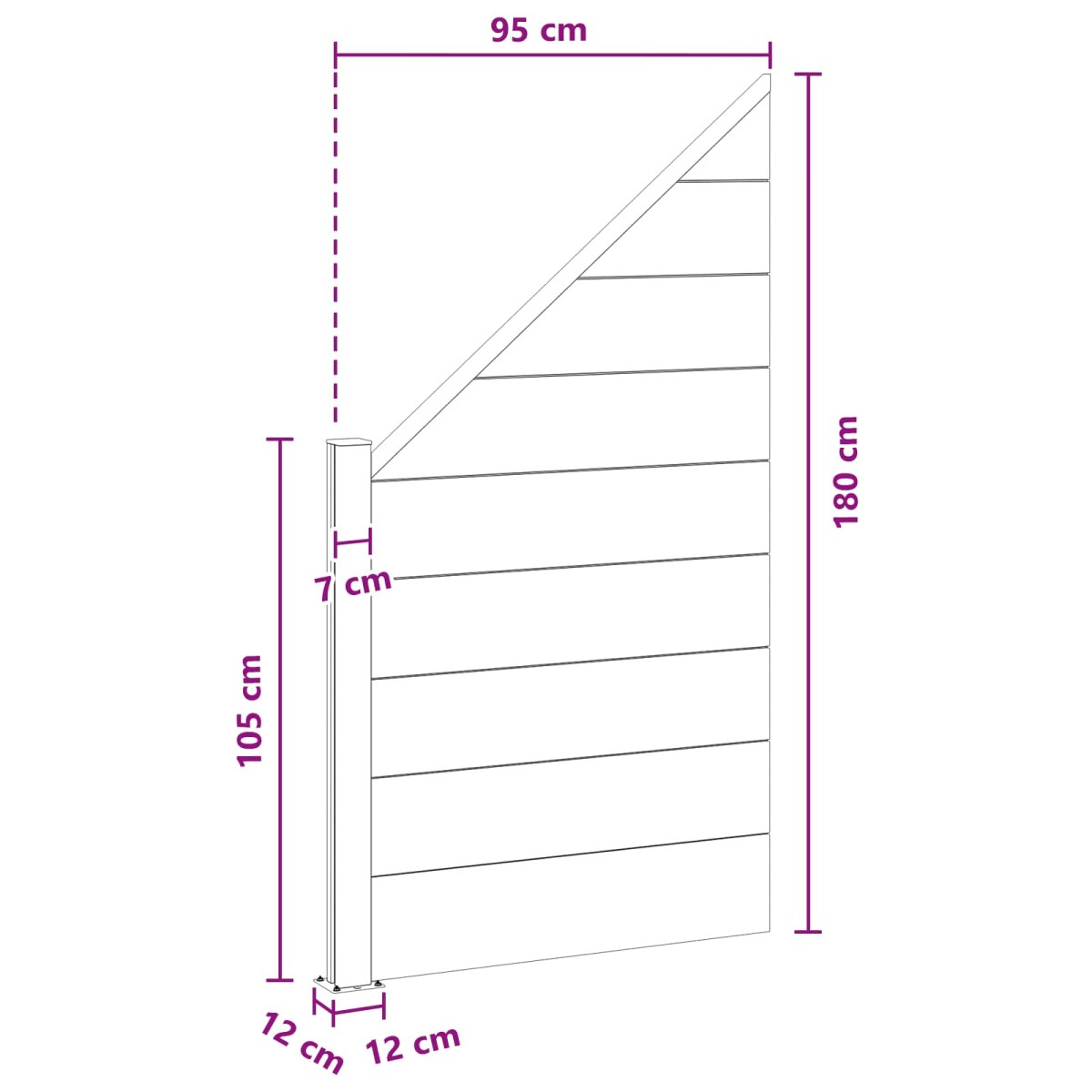 vidaXL Σετ Φράχτη 95 x 180 εκ. WPC και Αλουμίνιο Μαύρο