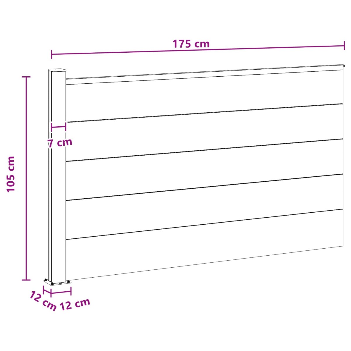 vidaXL Σετ Φράχτη 175 x 105 εκ WPC και Αλουμίνιο Μαύρο