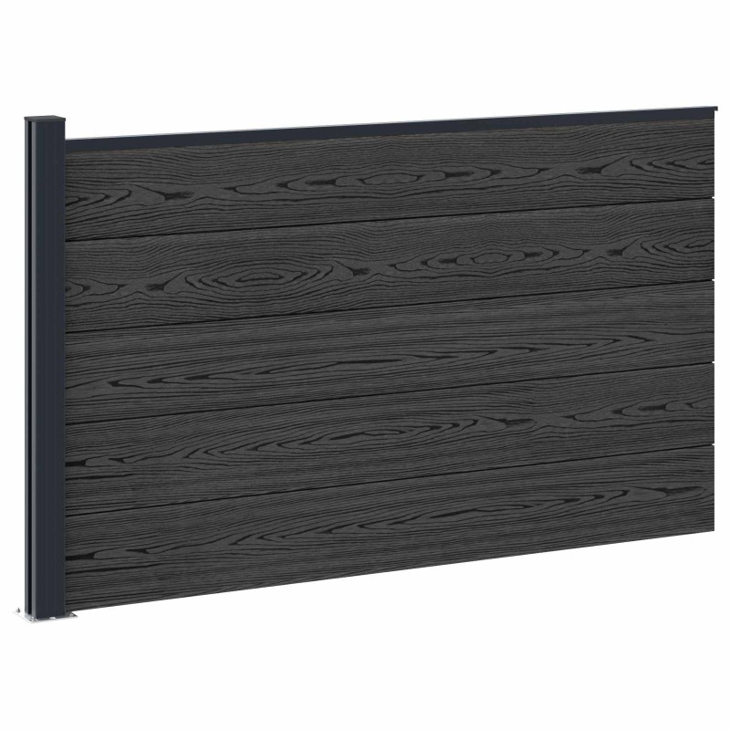 vidaXL Σετ Φράχτη 175 x 105 εκ WPC και Αλουμίνιο Μαύρο