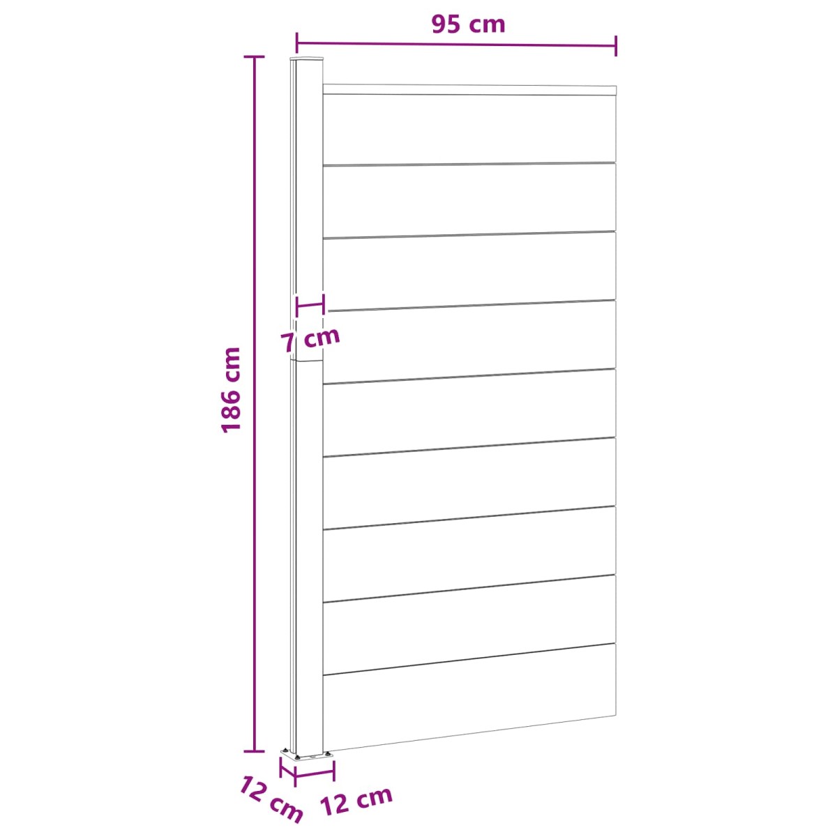 vidaXL Πάνελ Φράχτη 95 x 186 εκ. WPC και Αλουμίνιο Γκρι