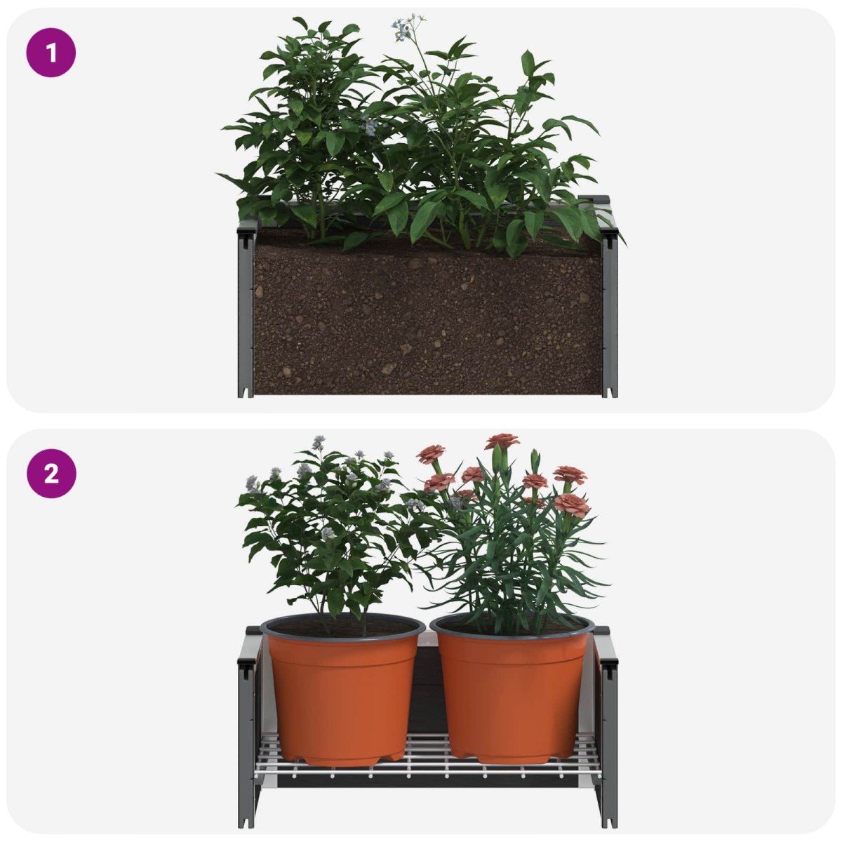 vidaXL Υπερυψωμένη Ζαρντινιέρα Γκρι 50 x 30 x 22 εκ WPC και Αλουμίνιο