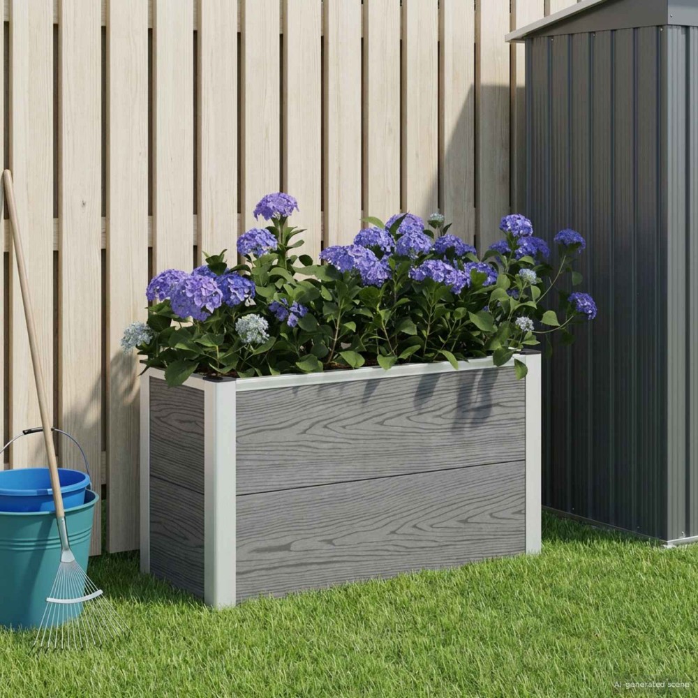 vidaXL Υπερυψωμένη Ζαρντινιέρα Γκρι 75 x 30 x 42 εκ WPC και Αλουμίνιο