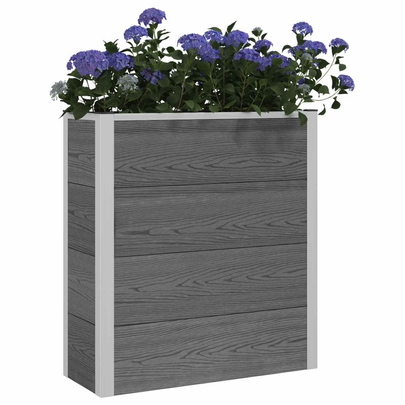 vidaXL Υπερυψωμένη Ζαρντινιέρα Γκρι 75 x 30 x 82 εκ WPC και Αλουμίνιο