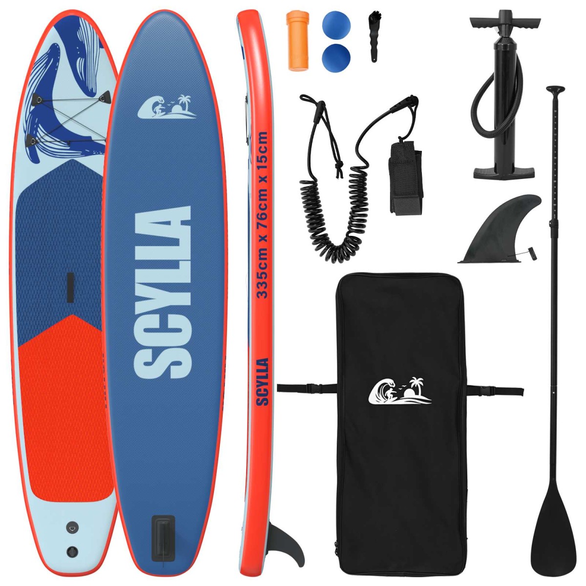 vidaXL Φουσκωτή σανίδα SUP SCYLLA 335 x 76 x 15 εκ. Μπλε για