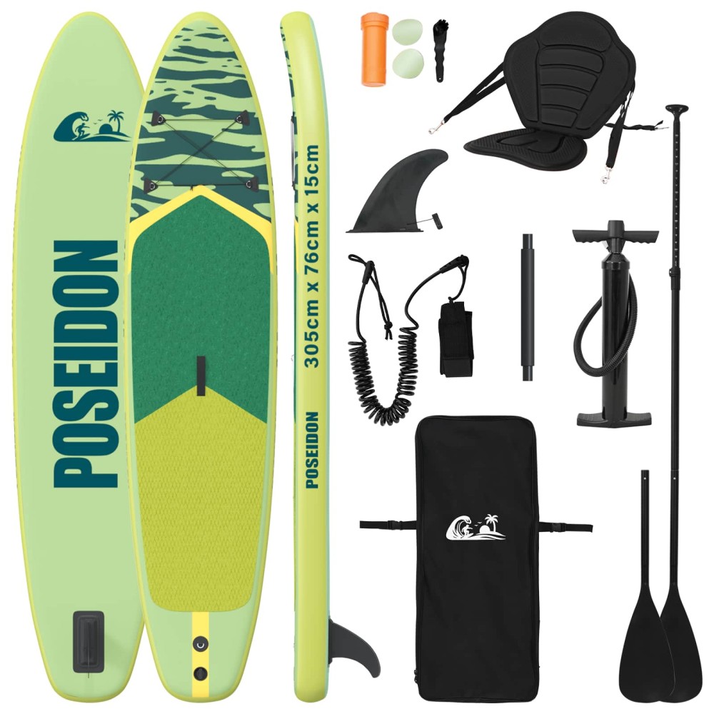 vidaXL SUP Board με κάθισμα 2 σε 1 POSEIDON 305 x 76 x 15 cm Πράσινο