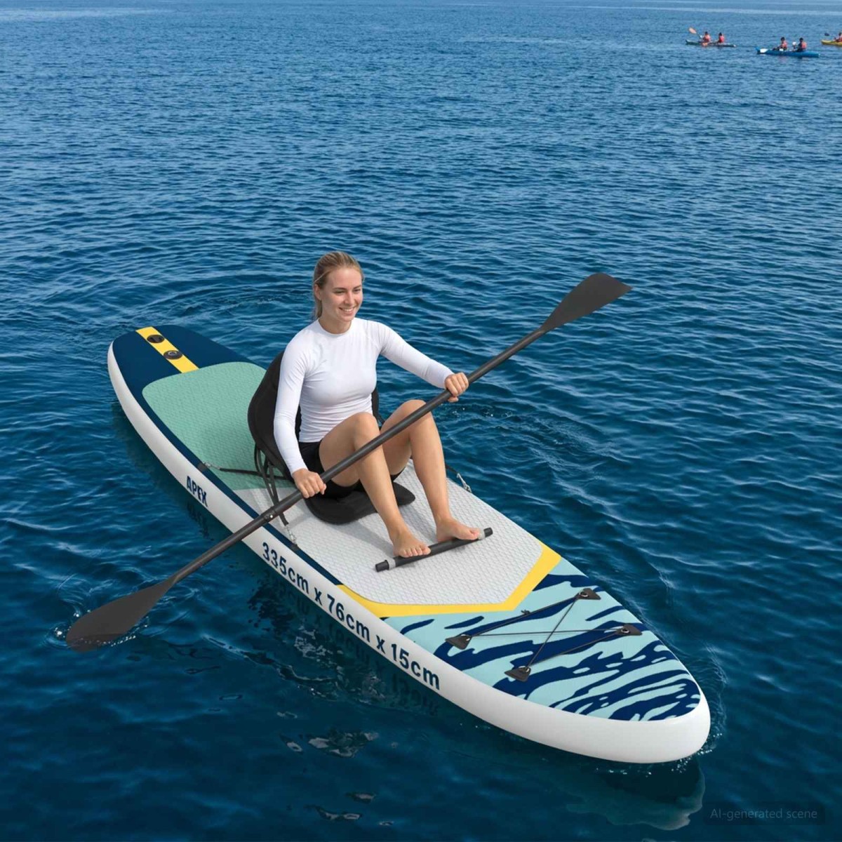 vidaXL SUP Board με κάθισμα 2 σε 1 APEX 335 x 76 x 15 εκ. Μπλε για