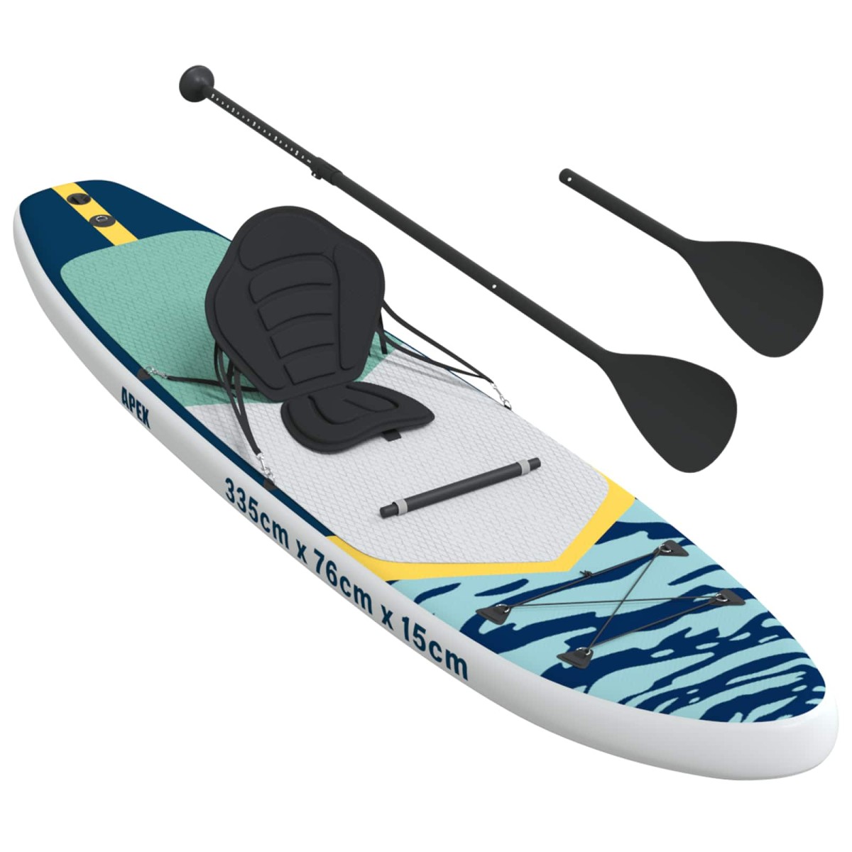 vidaXL SUP Board με κάθισμα 2 σε 1 APEX 335 x 76 x 15 εκ. Μπλε για