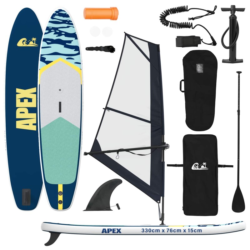vidaXL Φουσκωτό SUP Board με Ιστιοφορία APEX 330 x 76 x 15 εκ Μπλε για