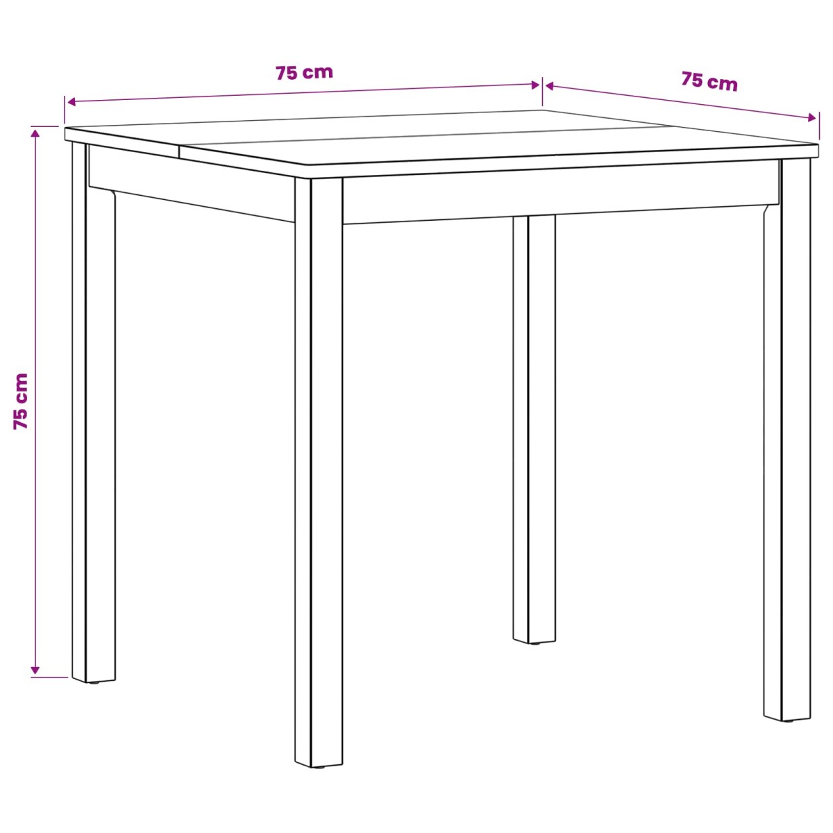 vidaXL Τραπεζαρία 75 x 75 x 75,5 εκ Στερεό Ξύλο Δρυός Φυσικό τετράγωνο
