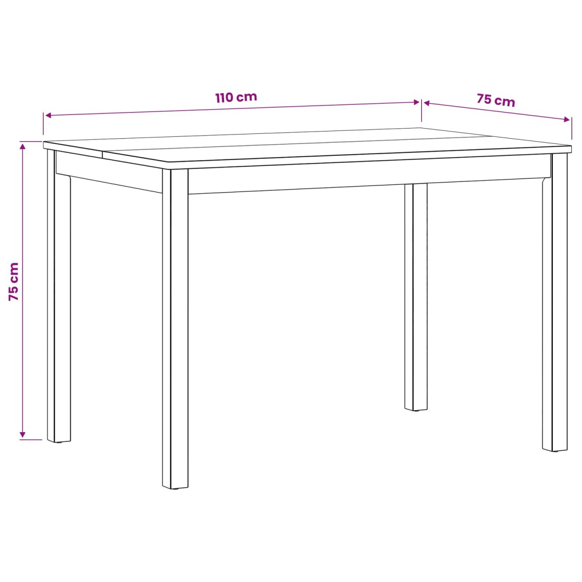 vidaXL Τραπεζαρία 110 x 75 x 75 εκ. Στερεό Ξύλο Δρυός Φυσικό