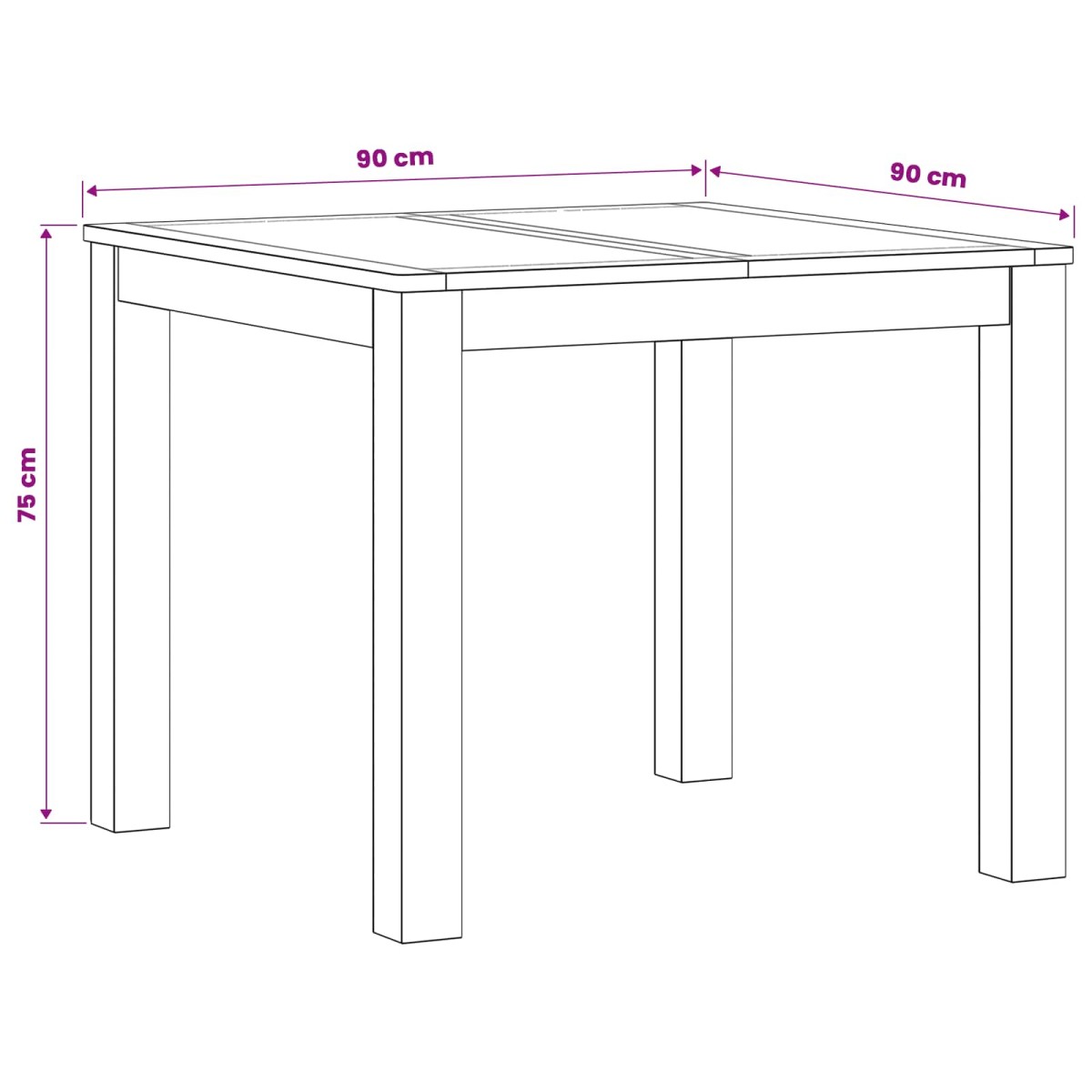 vidaXL Τραπεζαρία 90 x 90 x 75 cm Στερεό Ξύλο Δρυός Φυσικό τετράγωνο