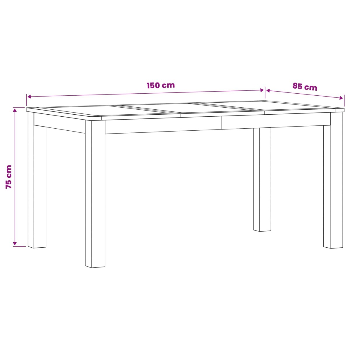 vidaXL Τραπεζαρία 150 x 85 x 75 εκ Στερεό Ξύλο Δρυός Φυσικό Ορθογώνιος