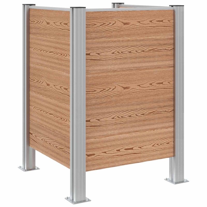 vidaXL Φράχτης Σκουπιδιών Καφέ 85 x 85 x 115 cm Αλουμίνιο και WPC