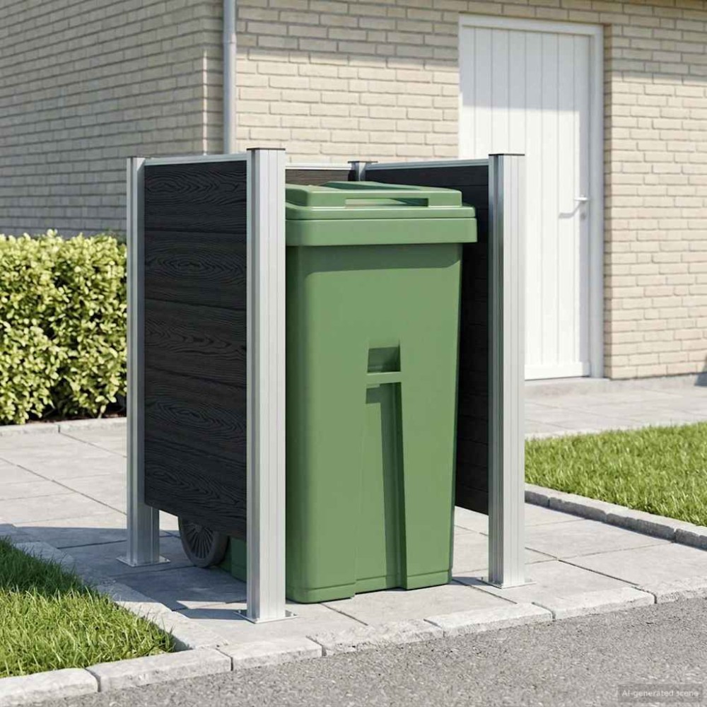 vidaXL Φράχτης Σκουπιδιών Γκρι 85 x 85 x 115 cm Αλουμίνιο και WPC
