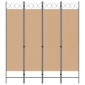 vidaXL 4-Πίνακας Διαχωριστικός Μπεζ 160 x 180 cm Ύφασμα