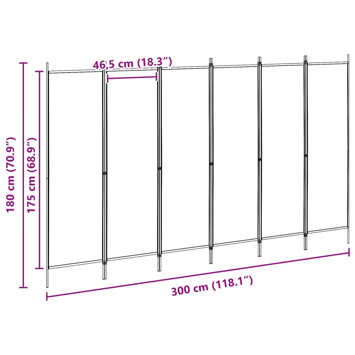 vidaXL Διαχωριστικό Δωματίου 6-Πάνελ Μπεζ 300 x 180 cm Ύφασμα