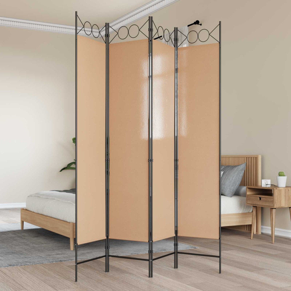 vidaXL 4-Πίνακας Διαχωριστικός Μπεζ 160 x 200 cm Ύφασμα