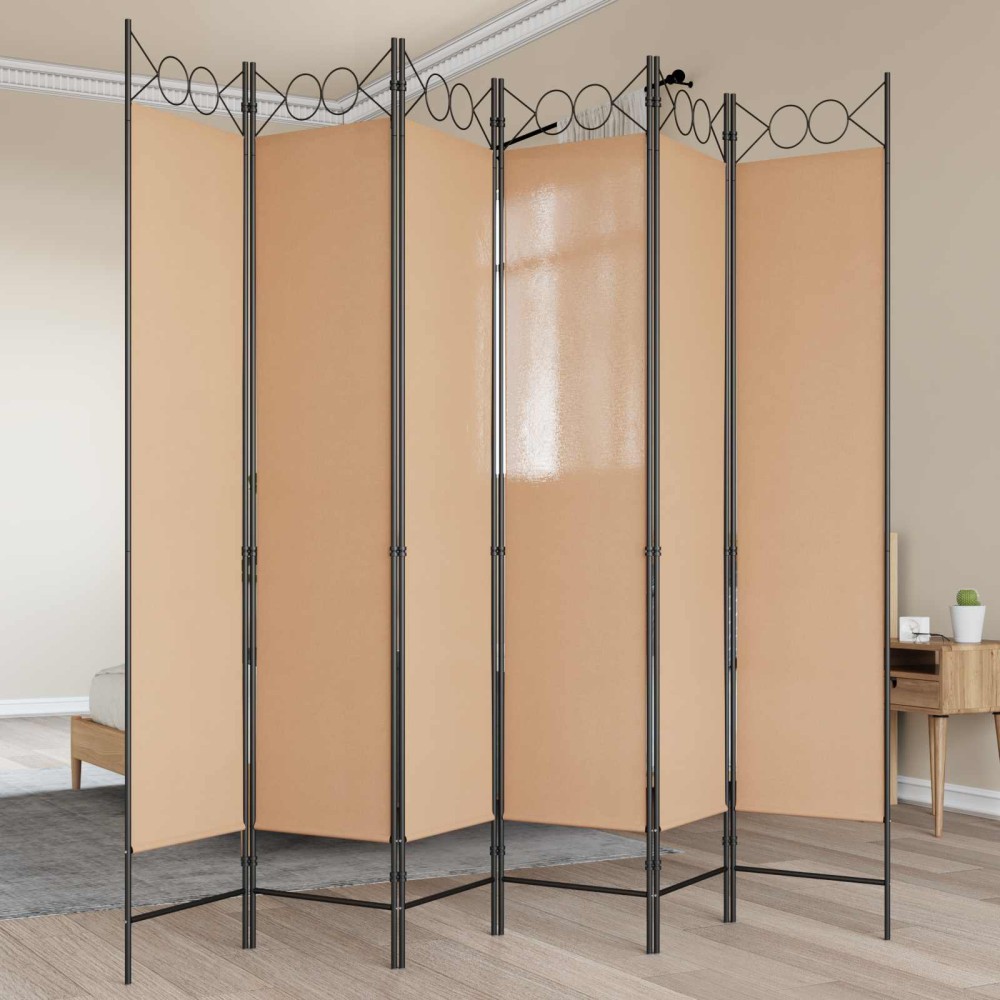 vidaXL Διαχωριστικό Δωματίου 6-Πάνελ Μπεζ 240 x 200 cm Ύφασμα