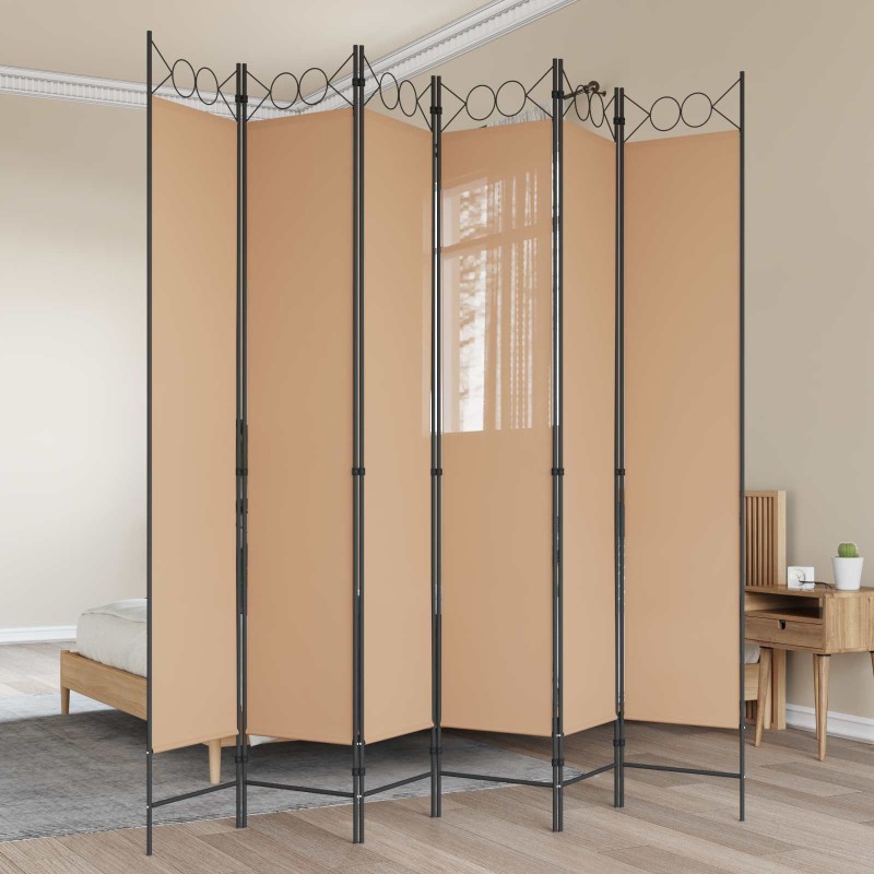 vidaXL Διαχωριστικό Δωματίου 6-Πάνελ Μπεζ 240 x 220 cm Ύφασμα