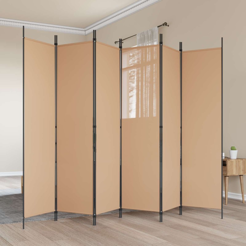 vidaXL Διαχωριστικό Δωματίου 6-Πάνελ Μπεζ 300 x 200 cm Ύφασμα