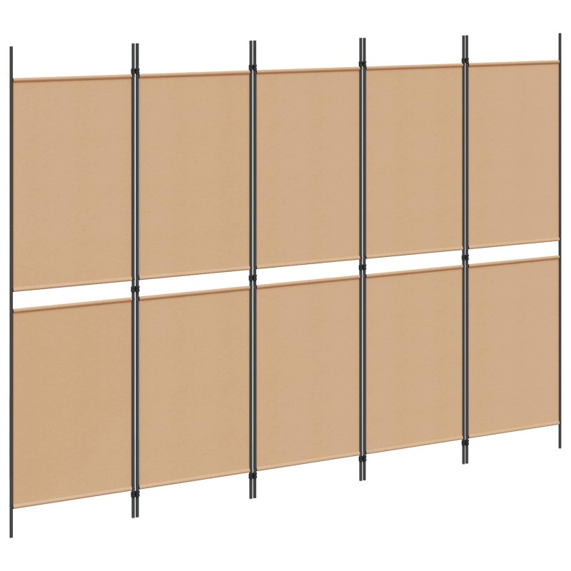 vidaXL 5-Panel Room Divider Μπεζ 250 x 180 cm Ύφασμα