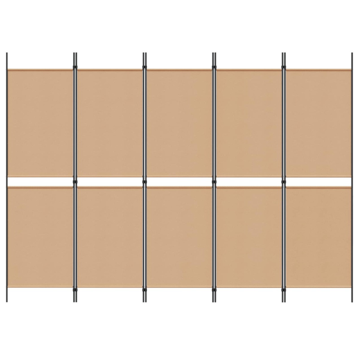vidaXL 5-Panel Room Divider Μπεζ 250 x 180 cm Ύφασμα