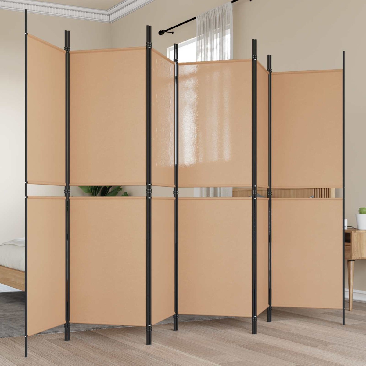 vidaXL Διαχωριστικό Δωματίου 6-Πάνελ Μπεζ 300 x 180 cm Ύφασμα