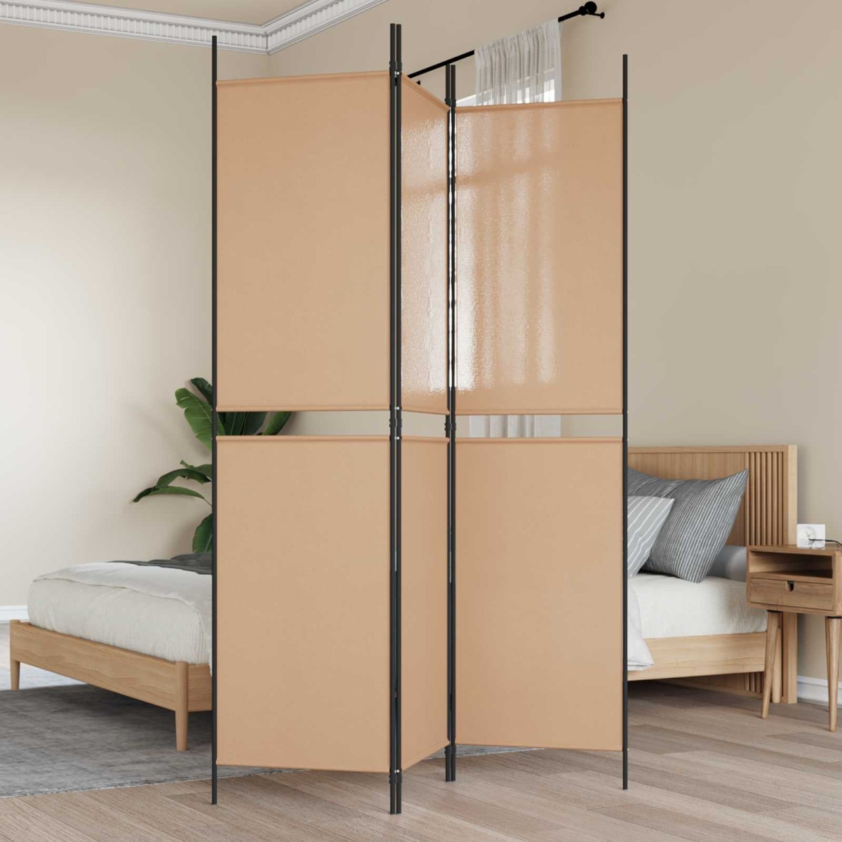 vidaXL 3-Panel Room Divider Μπεζ 150 x 200 cm Ύφασμα