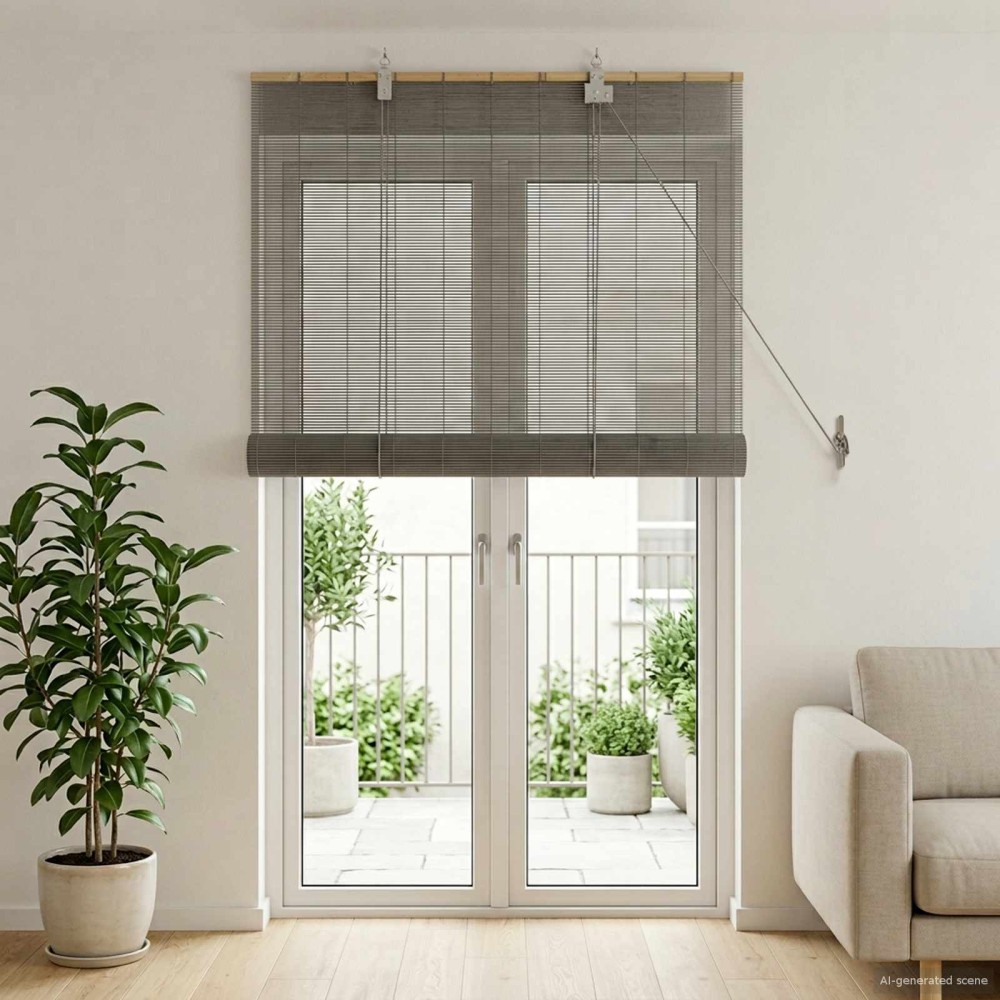 vidaXL Ρόλερ (στόρι) Γκρι 80 x 220 cm Μπαμπού