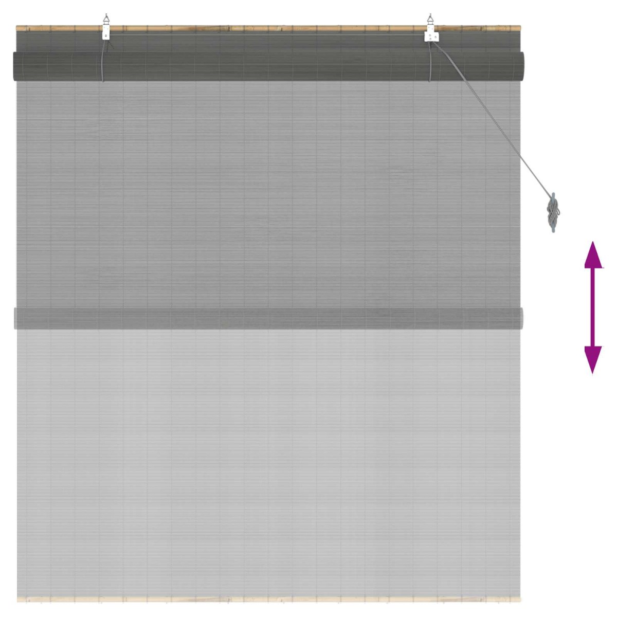 vidaXL Ρόλερ (στόρι) Γκρι 150 x 160 cm Μπαμπού