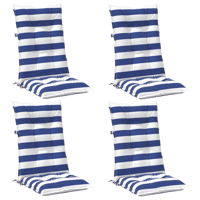 vidaXL Μαξιλάρι Εξωτερικού Χώρου 4 pcs Ύφασμα Μπλε και άσπρο
