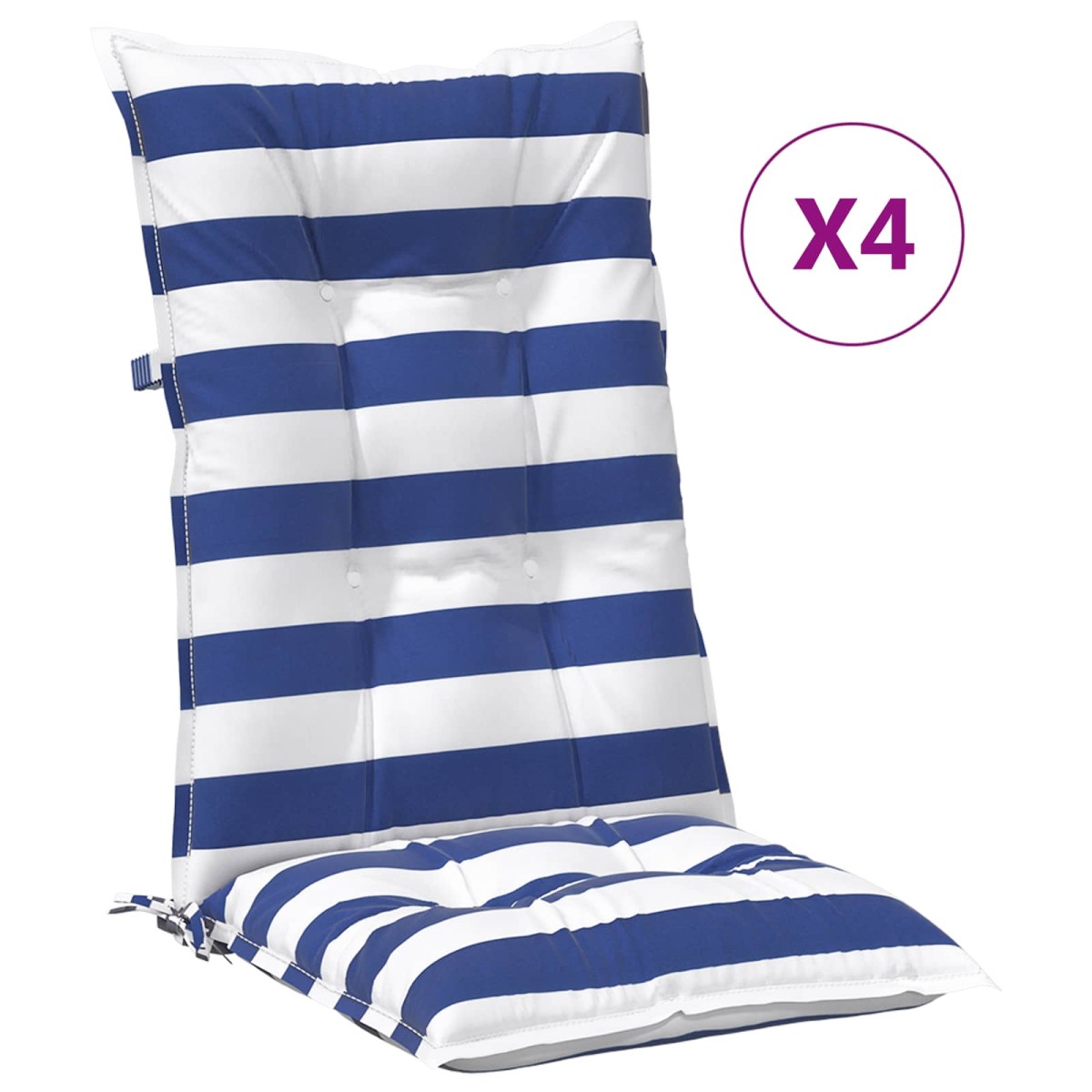 vidaXL Μαξιλάρι Εξωτερικού Χώρου 4 pcs Ύφασμα Μπλε και άσπρο