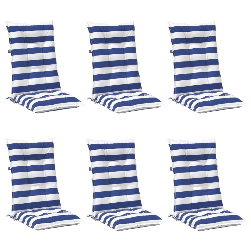 vidaXL Μαξιλάρι Εξωτερικού Χώρου 6 pcs Μπλε και άσπρο 120 x 50 x 7 εκ