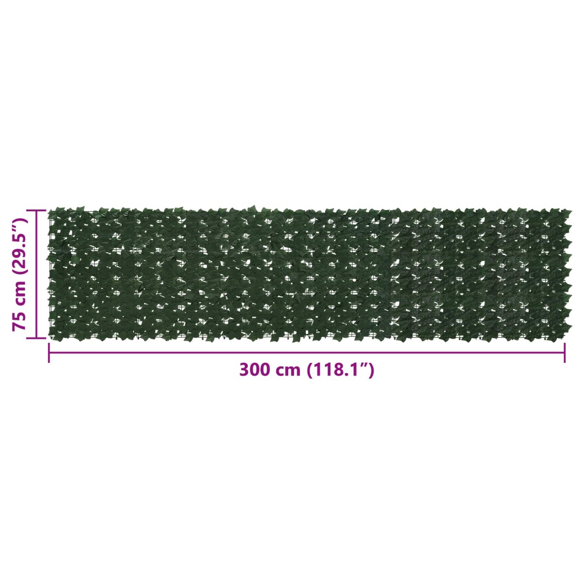 vidaXL Πτυσσόμενη οθόνη μπαλκονιού με φύλλα Σκούρο Πράσινο 300 x 75 cm