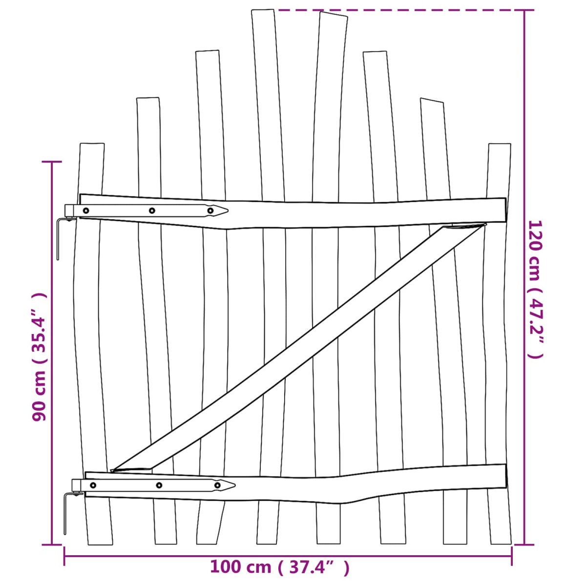 vidaXL Αψιδωτή Πύλη Φράχτη 100 x 120 cm Εμποτισμένο Ξύλο Φουντουκιάς