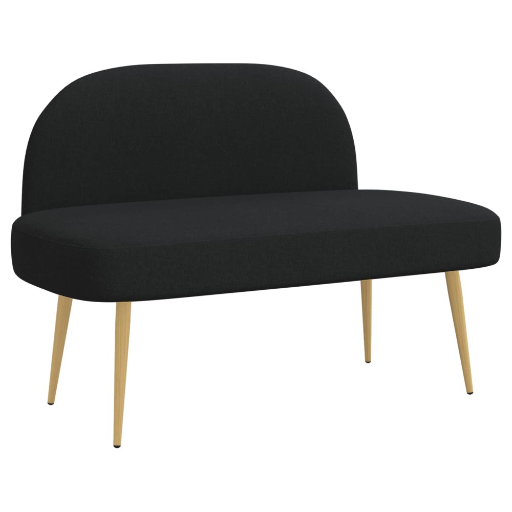 vidaXL Δερμάτινος Πάγκος με Πλάτη Μαύρο 110 x 60 x 76 cm
