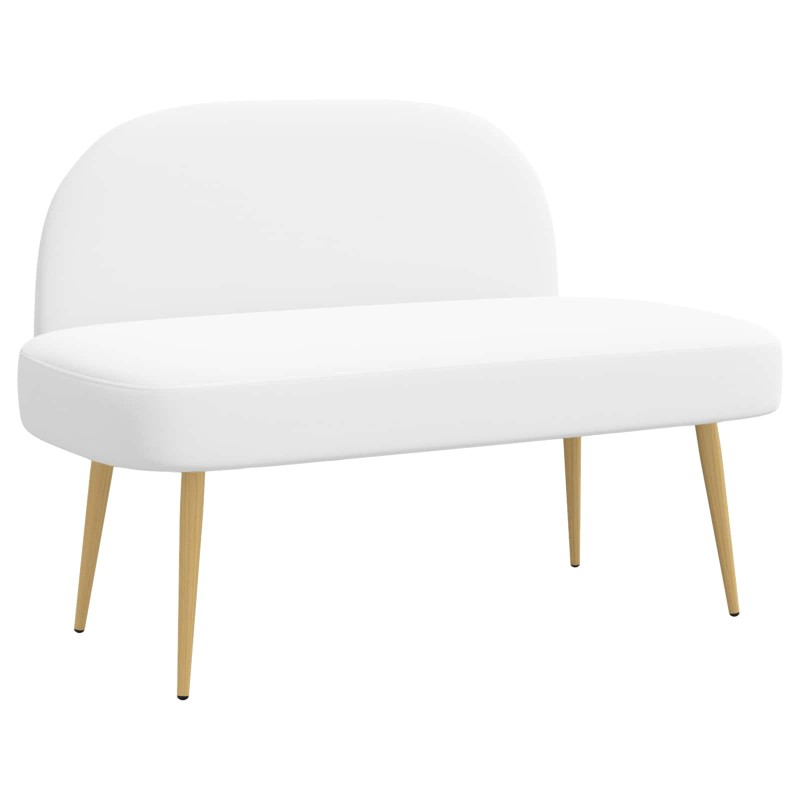 vidaXL Δερμάτινος Πάγκος με Πλάτη Λευκό 110 x 60 x 76 cm