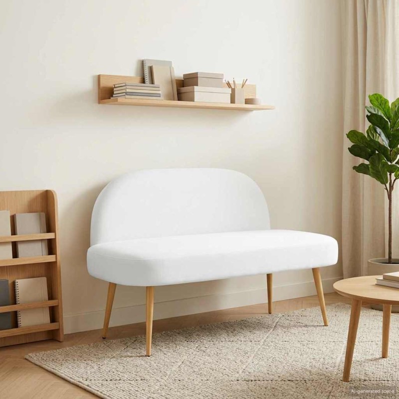 vidaXL Δερμάτινος Πάγκος με Πλάτη Λευκό 110 x 60 x 76 cm