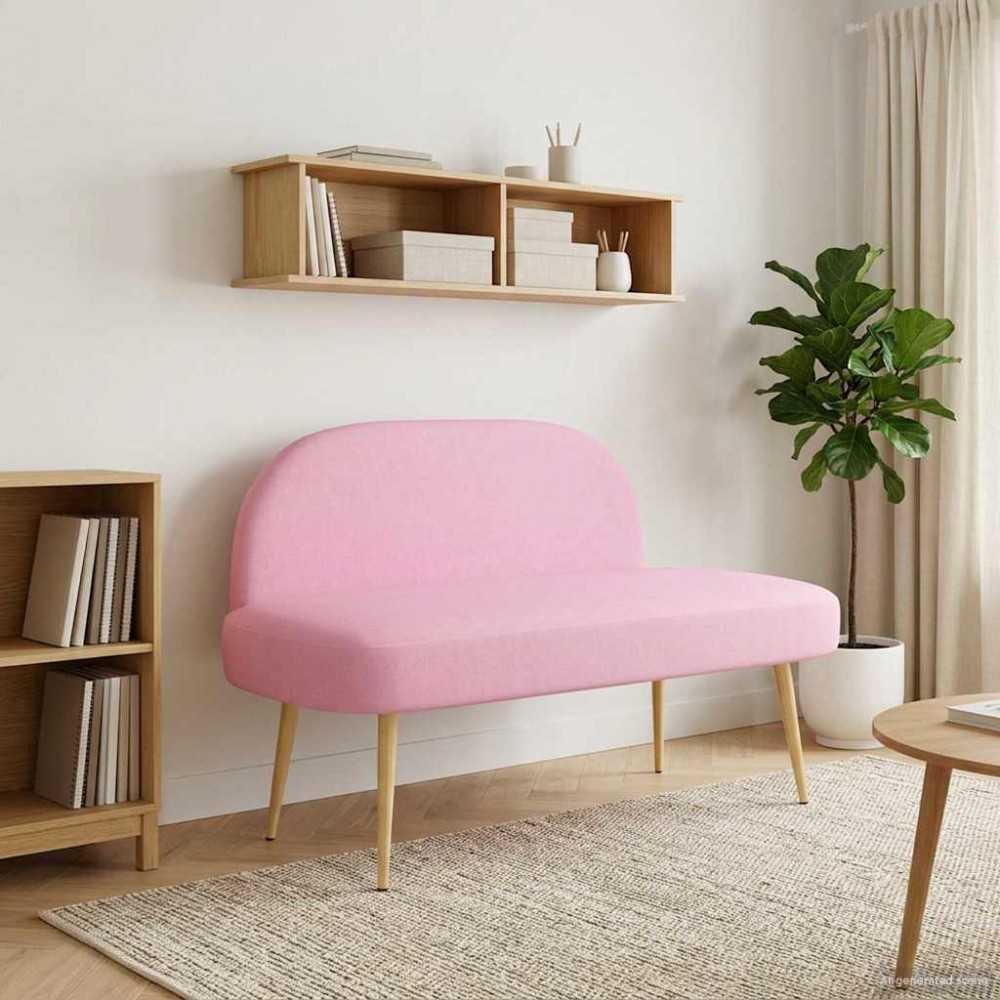 vidaXL Δερμάτινος Πάγκος με Πλάτη Ροζ 110 x 60 x 76 cm