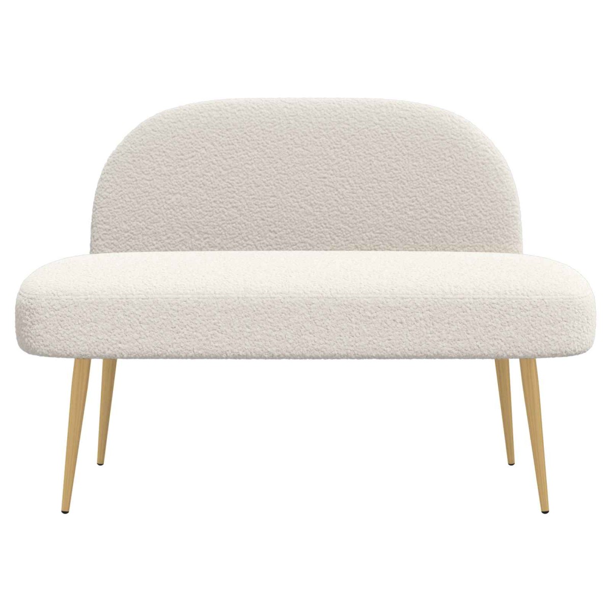 vidaXL Δερμάτινος Πάγκος με Πλάτη Κρεμ 110 x 60 x 76 cm Μπουκλέ